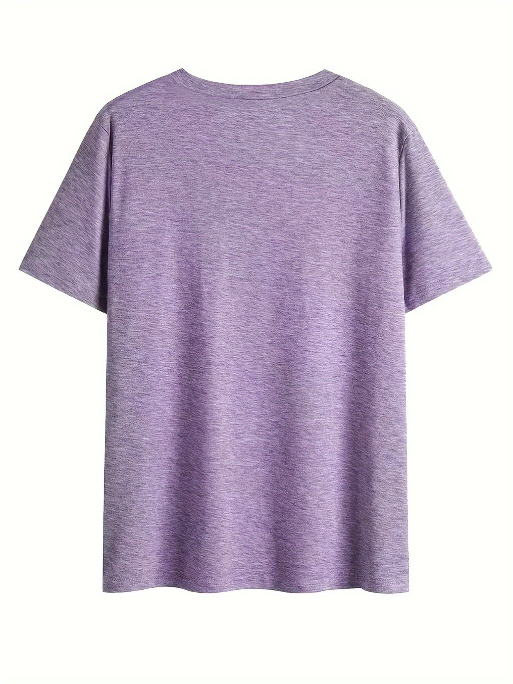 Women's Casual V-Neck T-Shirt - Alphabet Pattern, Smooth Polyester Blend, 180g/m² Knit Fabric | Lightweight & Slight Stretch | Machine Washable