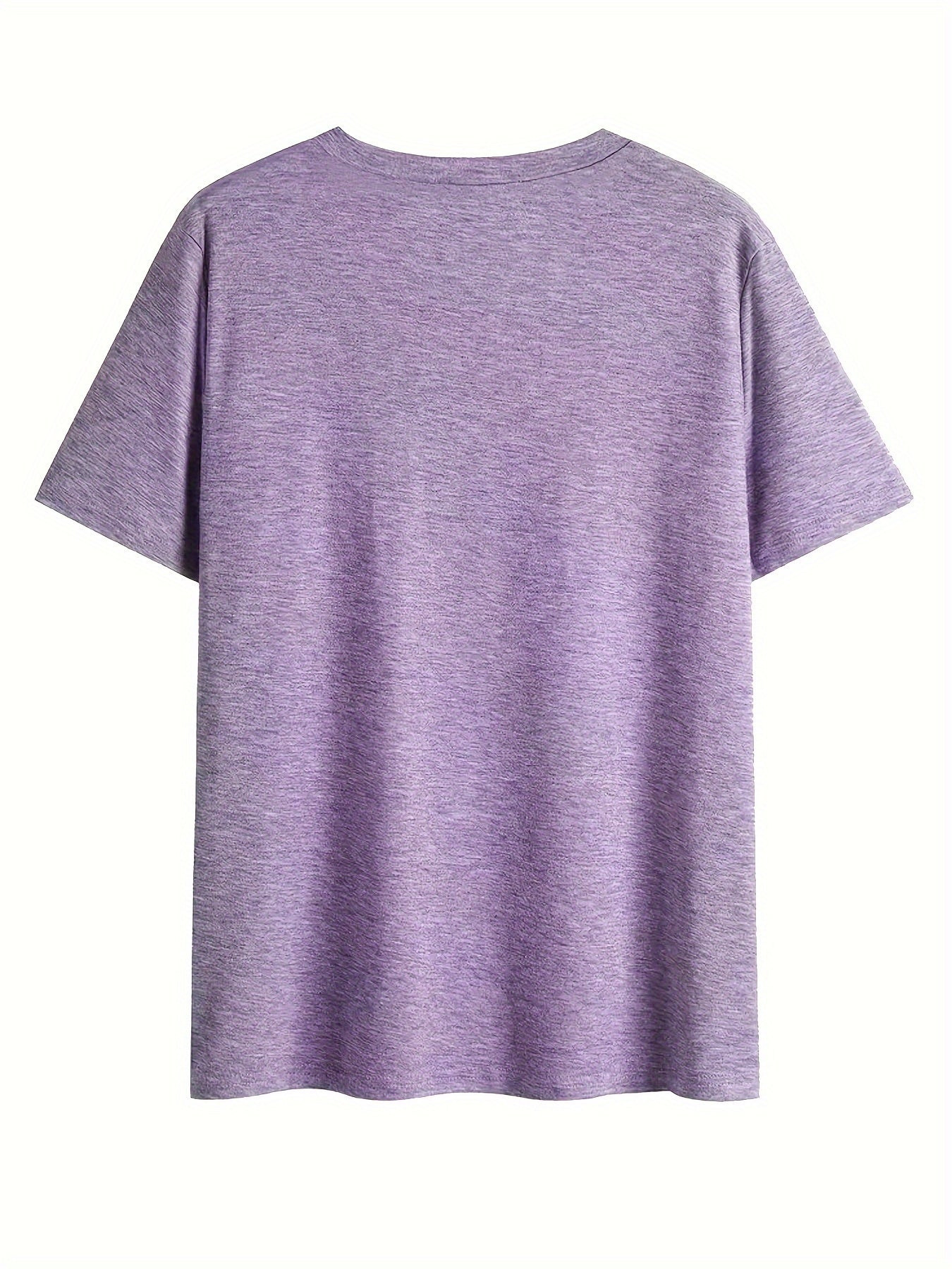 Women's Casual V-Neck T-Shirt - Alphabet Pattern, Smooth Polyester Blend, 180g/m² Knit Fabric | Lightweight & Slight Stretch | Machine Washable