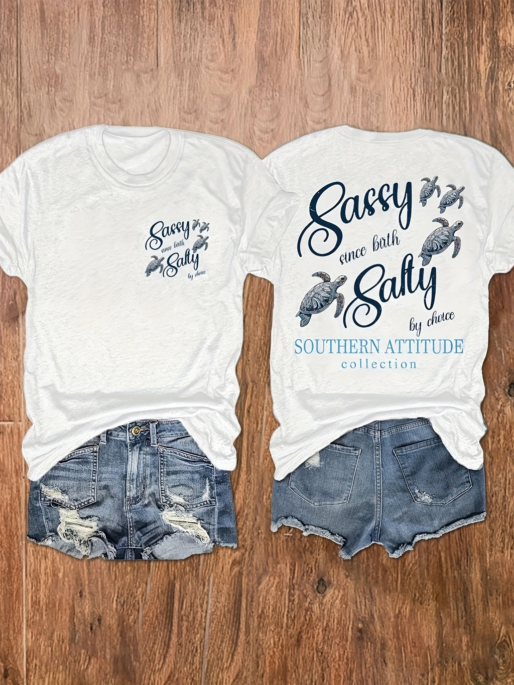 [Vibrant Red T-Shirt] Vibrant Red Women's Casual Short Sleeve T-Shirt | "Salty Like Me" Sea Turtle Graphic Print, Relaxed Fit Round Neck Top, Medium Stretch Machine Washable All-Season Beach Vacation & Casual Attire, Summer Clothing, Notch Detail Shirt,