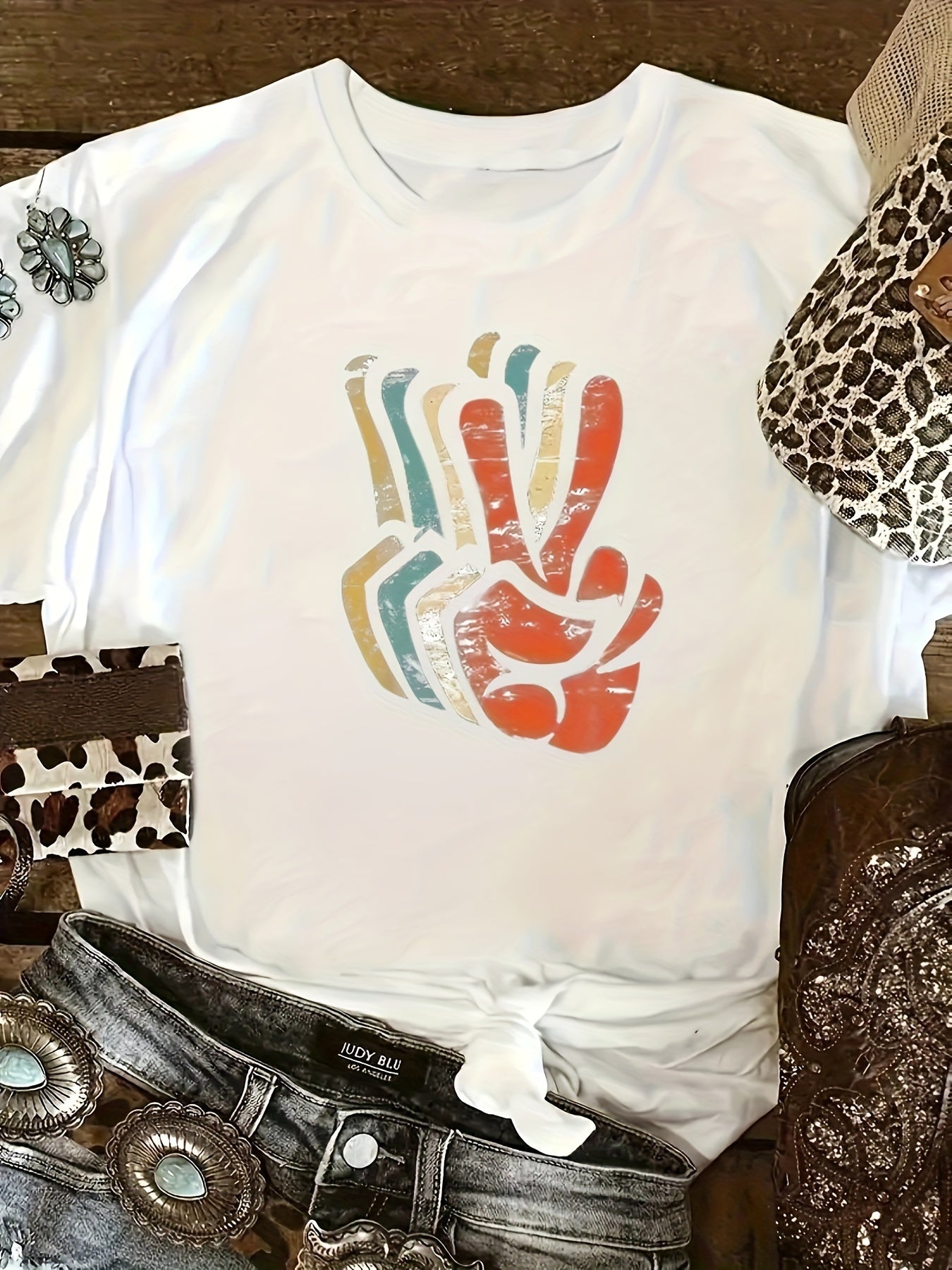 Graphic Print T-shirt, Casual Short Sleeve Crew Neck Top For Spring & Summer, Women's Clothing