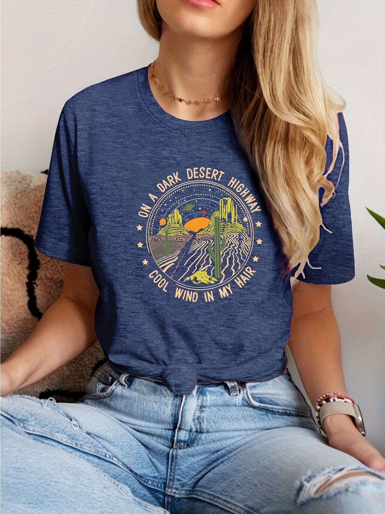 Womens Trendy Graphic Letter Tee - Fashionable Prints, Comfortable Crew Neck, Lightweight Short Sleeves - A Must-Have Casual Wardrobe Staple