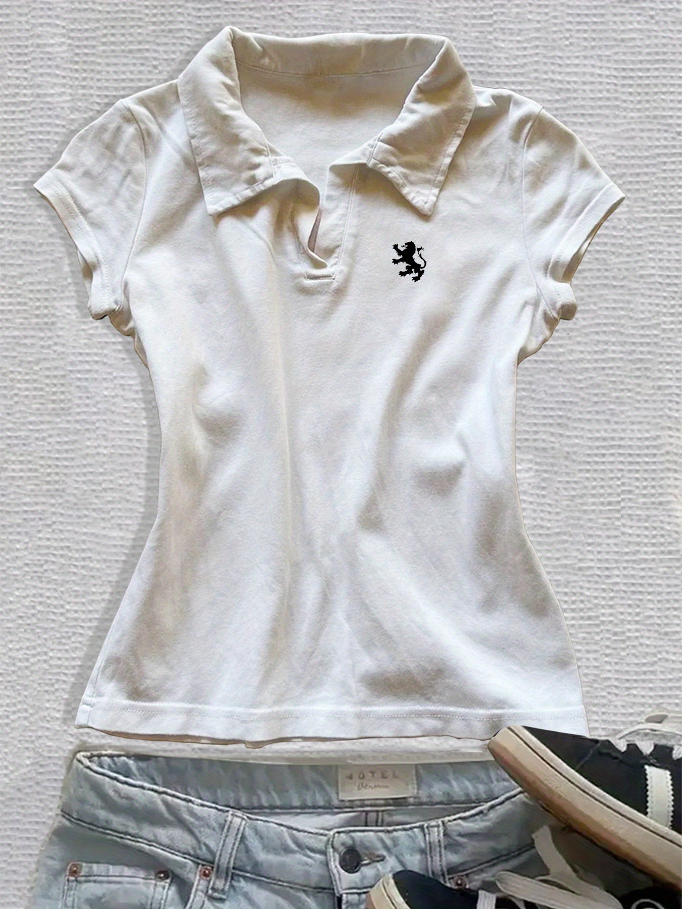 Women'S Y2K Retro Shirt - Slim Fit Cropped Top, Navy Blue, Non-Transparent Fabric for Gym, Casual Outfits - Vintage 2000s Fashion T-Shirt, Gym Apparel, Nontransparent Material, Workout Clothing, Breathable Fabric, Short Sleeve Top, Women