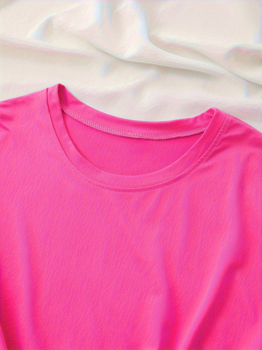 [Casual Polyester T-Shirt] Polyester Women's Casual T-Shirt | "I Whisper WTF" Letter Print, Short Sleeve Crew Neck Top, Knit Fabric, Regular Length - 100% Polyester, 180g/m², All Seasons