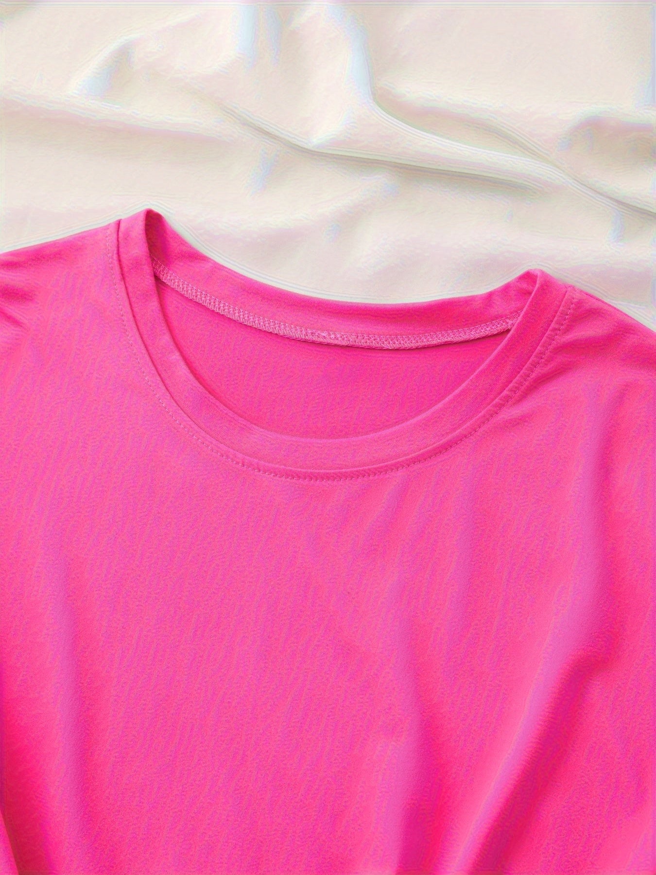 [Casual Polyester T-Shirt] Polyester Women's Casual T-Shirt | "I Whisper WTF" Letter Print, Short Sleeve Crew Neck Top, Knit Fabric, Regular Length - 100% Polyester, 180g/m², All Seasons
