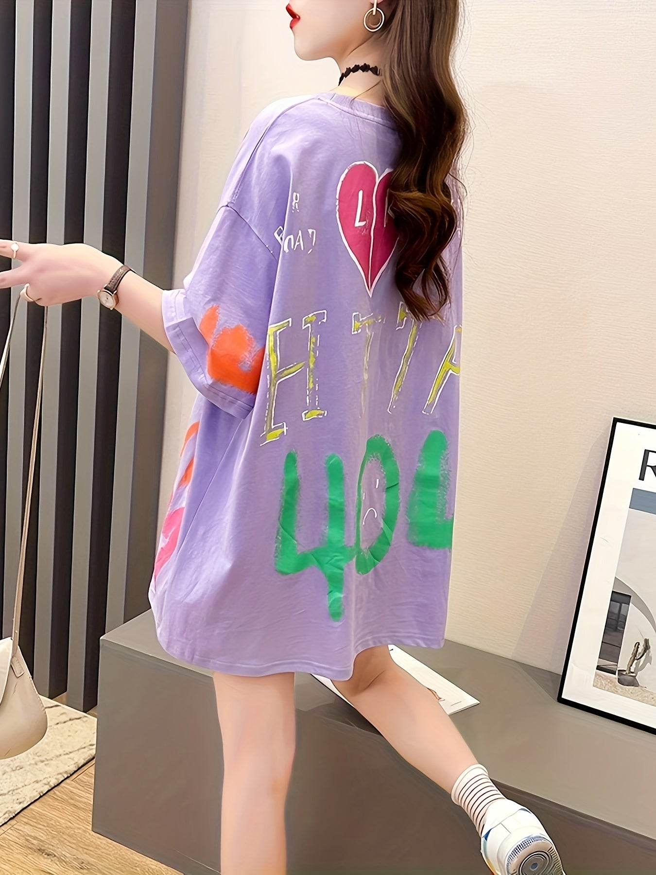 [Cute Plus Size T-Shirt] Plus Size Women's Cartoon Graphic Print T-Shirt | Casual Round Neck Short Sleeve Top, Breathable Mid-Stretch Fabric, Long Length for Spring Summer Fall, Machine Washable, Cute T Shirts, Seasonal Fashion, Trendy Design, Comfortable