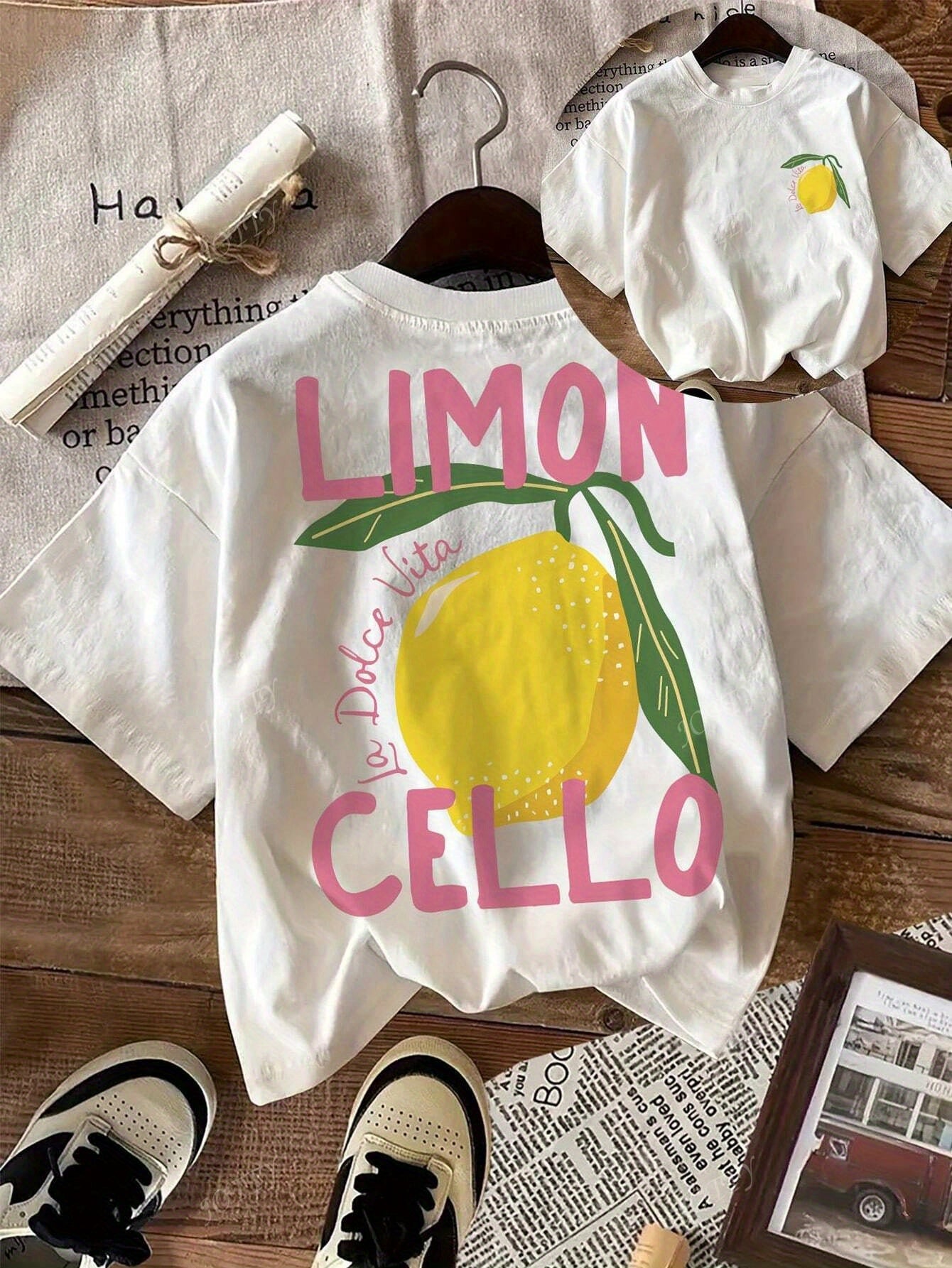 Women'S Lemon Print T-Shirt - Casual Crew Neck Short Sleeve Top with "LIMON" Design, Lightweight Breathable Fabric for Spring Summer Fall, Casual Attire & Daily Wear, Summer Fashion, Vibrant Graphic Tee, Comfortable
