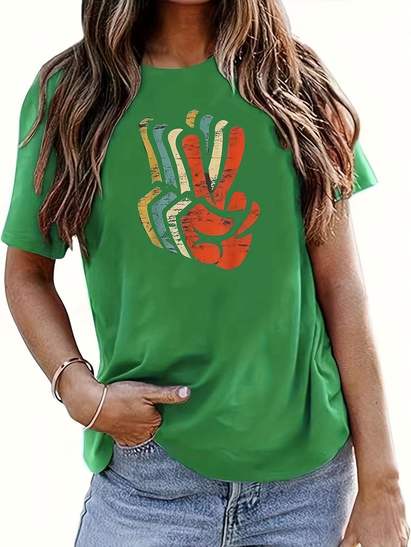 Graphic Print T-shirt, Casual Short Sleeve Crew Neck Top For Spring & Summer, Women's Clothing