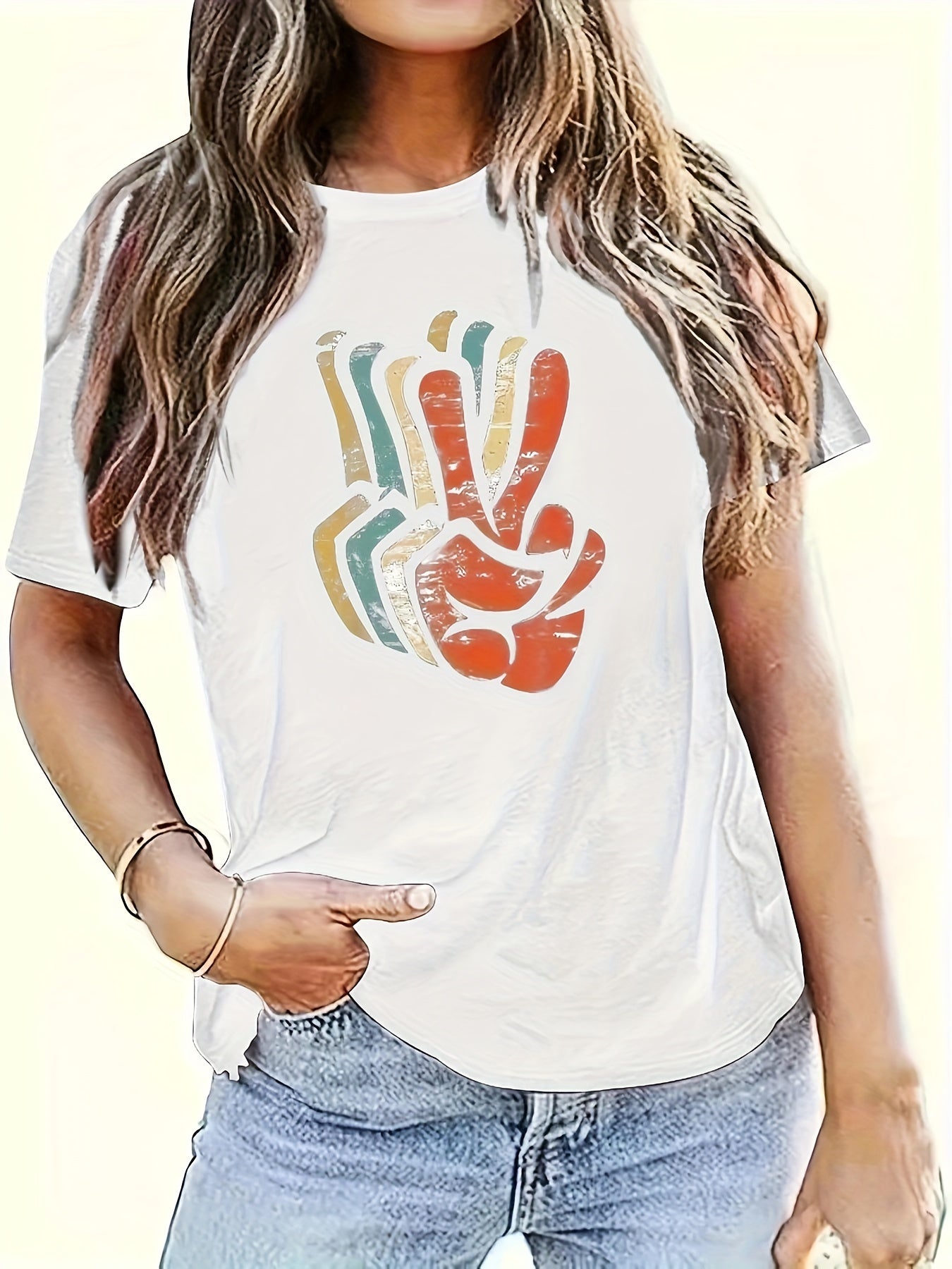 Graphic Print T-shirt, Casual Short Sleeve Crew Neck Top For Spring & Summer, Women's Clothing