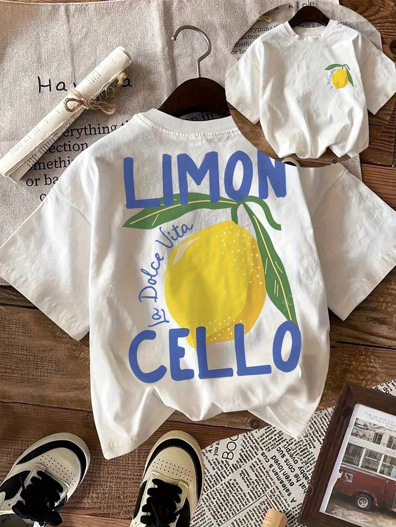 Women'S Lemon Print T-Shirt - Casual Crew Neck Short Sleeve Top with "LIMON" Design, Lightweight Breathable Fabric for Spring Summer Fall, Casual Attire & Daily Wear, Summer Fashion, Vibrant Graphic Tee, Comfortable