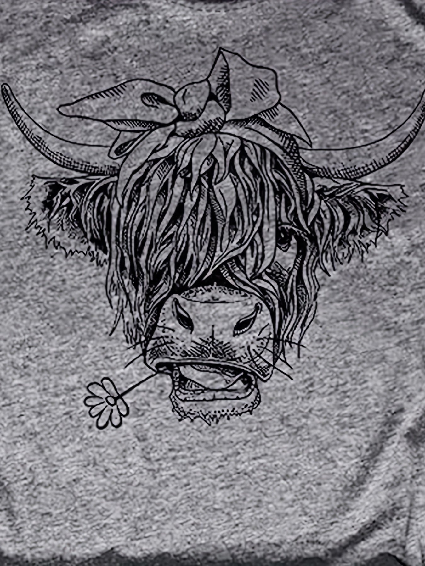 Cow Head Print T-Shirt, Crew Neck Short Sleeve T-Shirt, Casual Every Day Tops, Women's Clothing