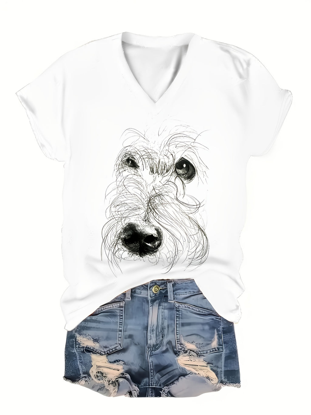 Double-Sided Print White Dog