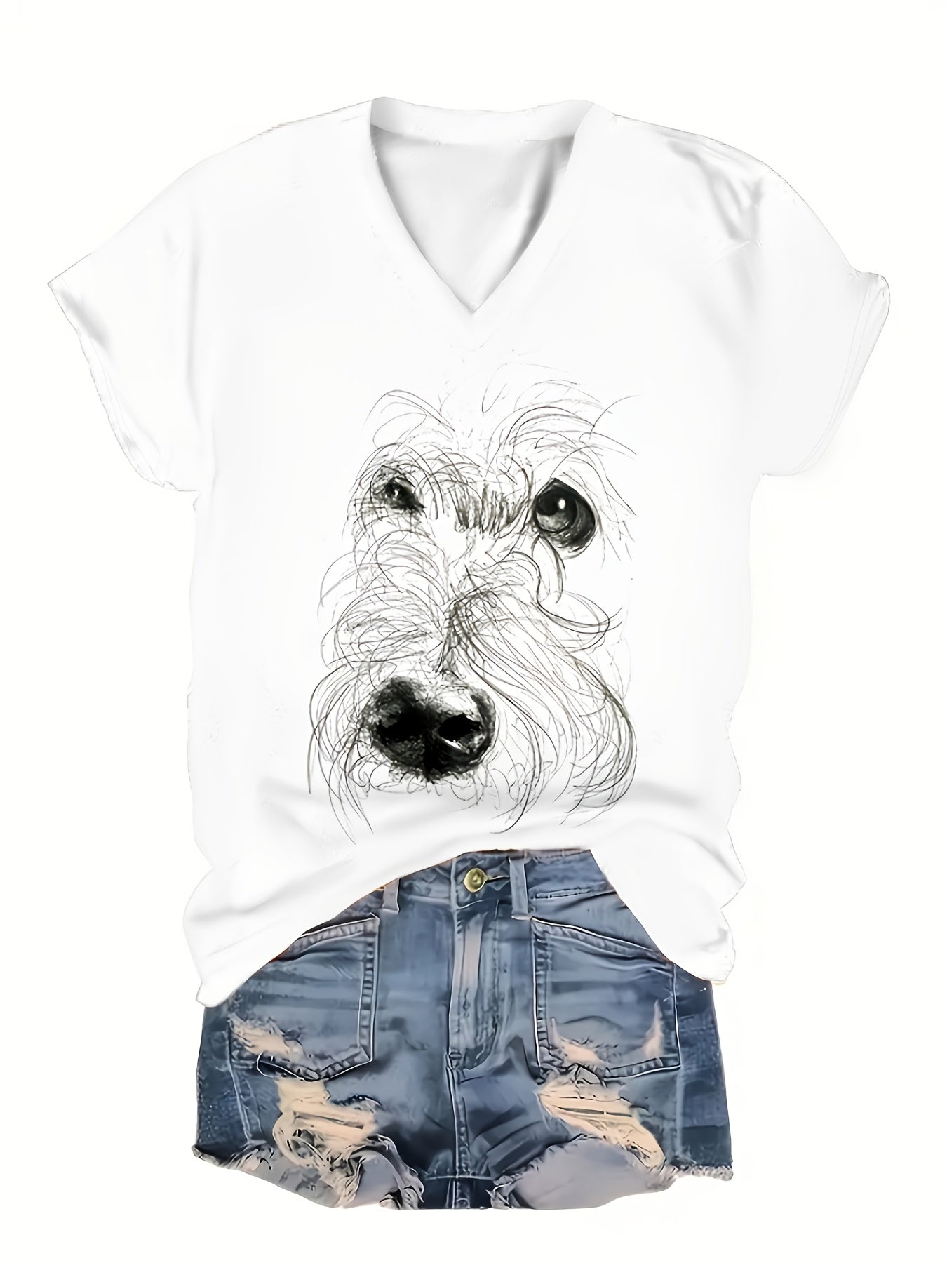 Double-Sided Print White Dog
