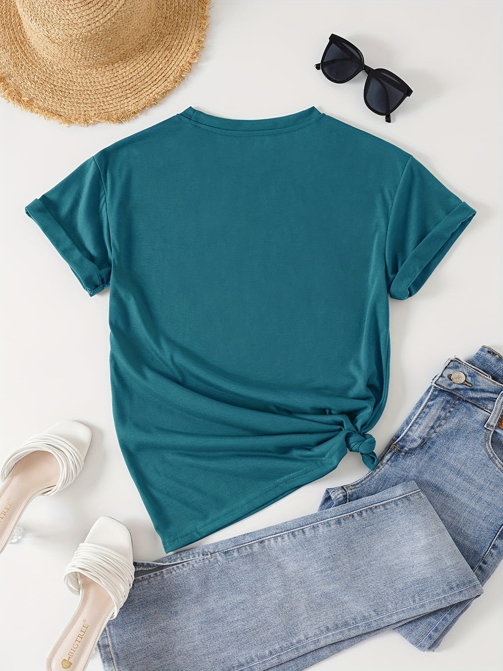 Panda Print Crew Neck T-Shirt, Casual Short Sleeve T-Shirt For Spring & Summer, Women's Clothing