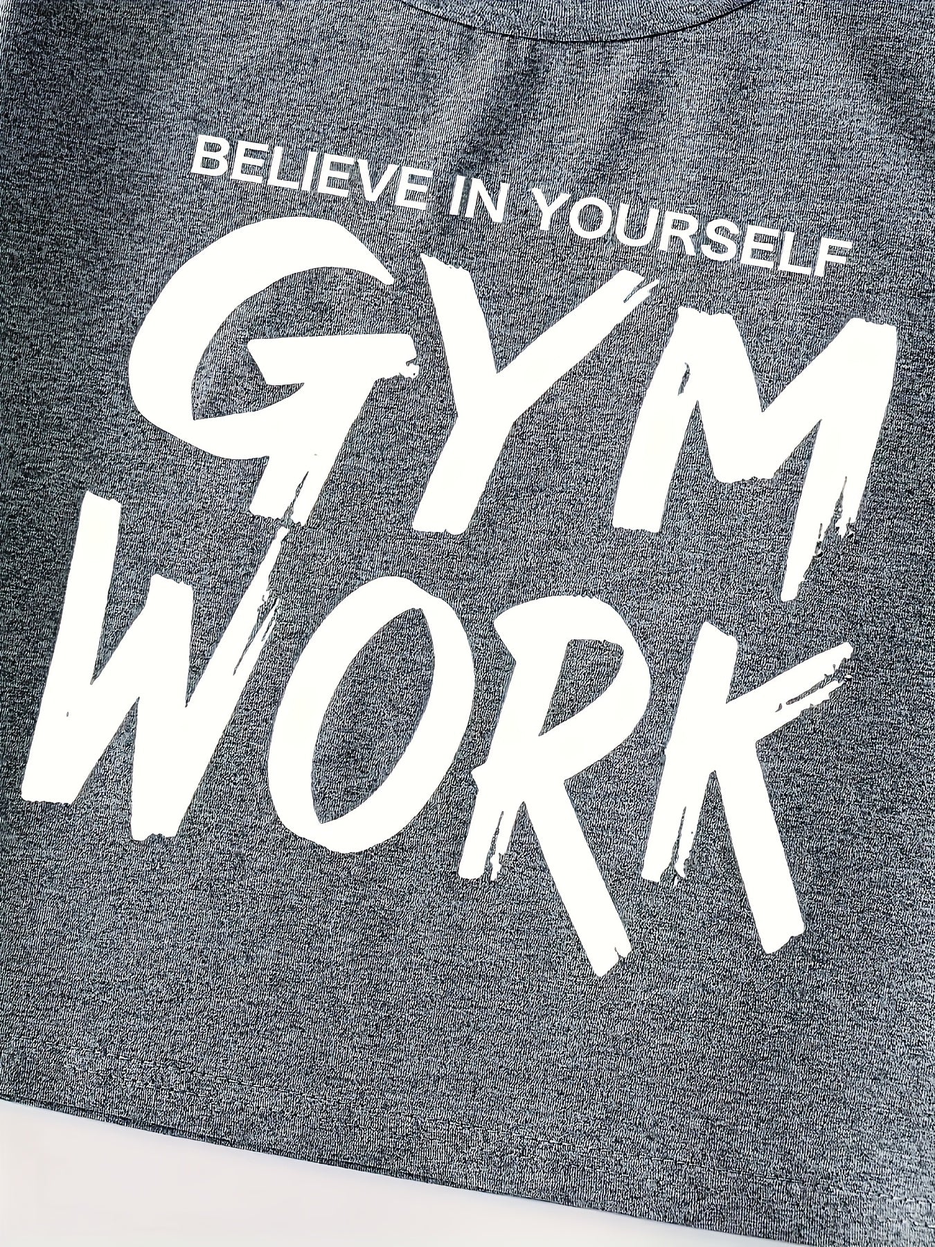 "Women's Y2K Vintage Casual Short Sleeve T-Shirt - ""Believe In Yourself GYM WORK"" Graphic, Sports Style, Spring/Summer - For Women Who Love Fitness & Trendy Fashion - Perfect Gift for Gym Enthusiasts & Fashionistas"