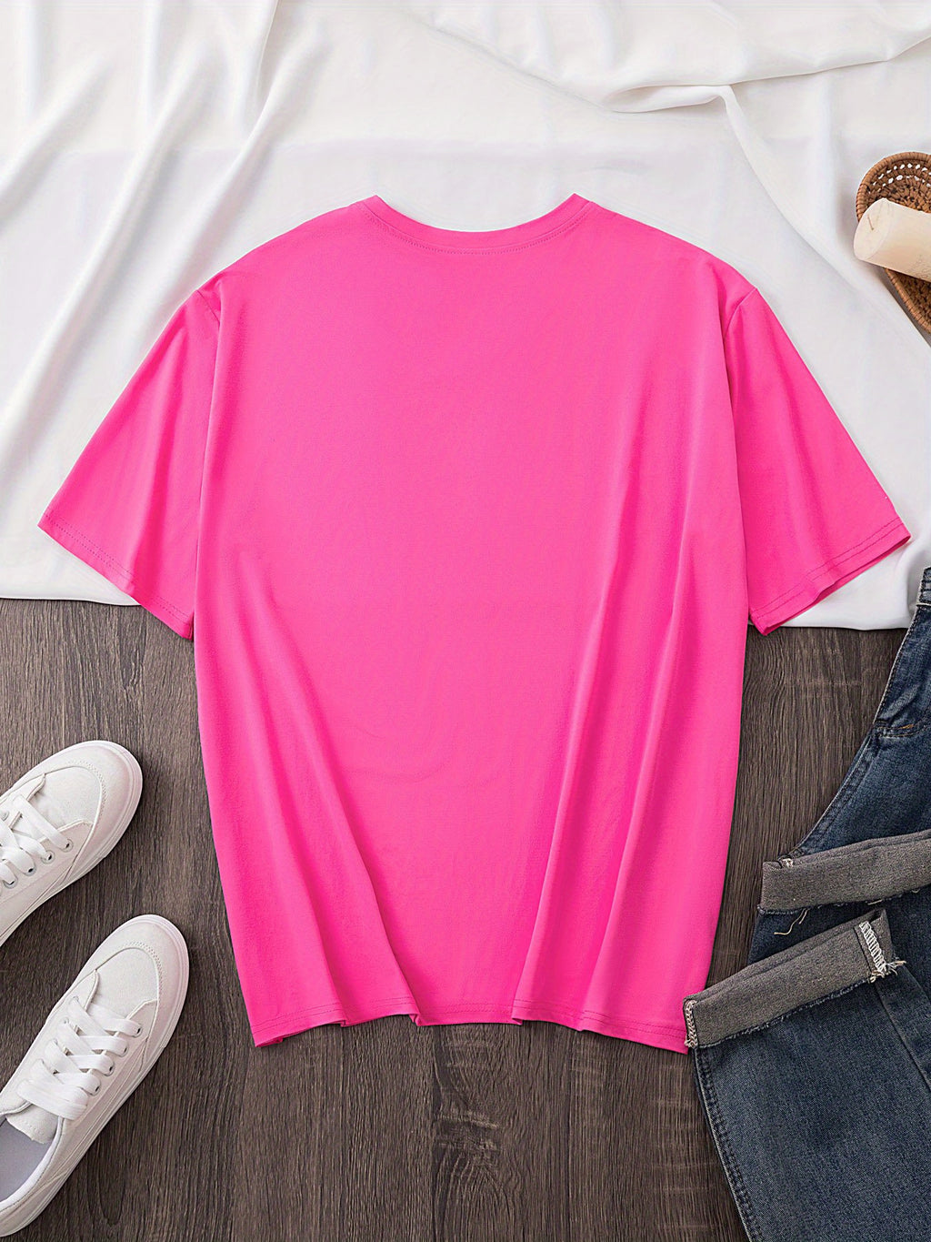 [Casual Polyester T-Shirt] Polyester Women's Casual T-Shirt | "I Whisper WTF" Letter Print, Short Sleeve Crew Neck Top, Knit Fabric, Regular Length - 100% Polyester, 180g/m², All Seasons